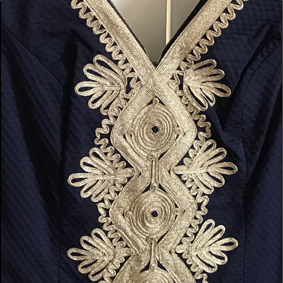 Lily Pulitzer Navy and gold dress - Picture 2 of 2